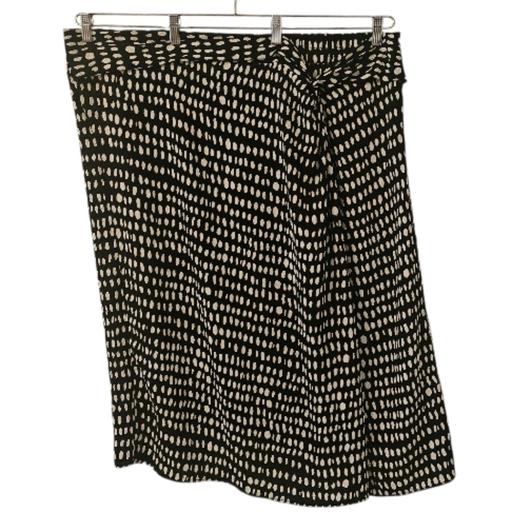 Black and White Penningtons Women's Twisted Waist Long Dot Slit Midi Skirt